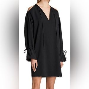 Allsaints aster peak shoulder dress with lace trim detail